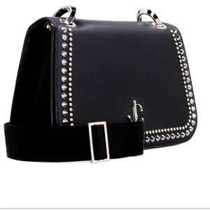 Jimmy Choo Black Leather Varenne Studded Flap Crossbody Bag LIKE NEW